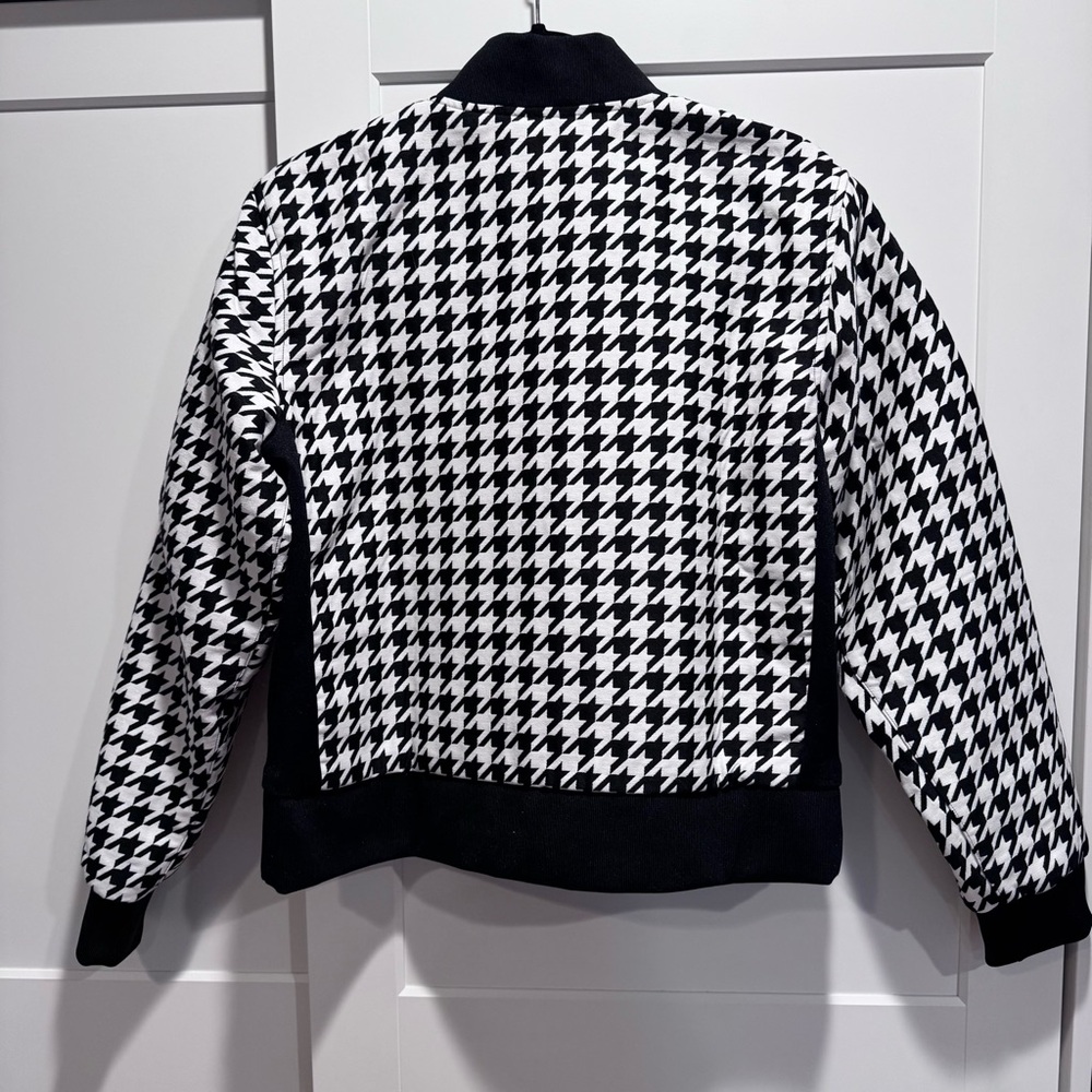 Adidas Vichy Black & White Houndstooth Bomber with Red Lining - Picture 2 of 8